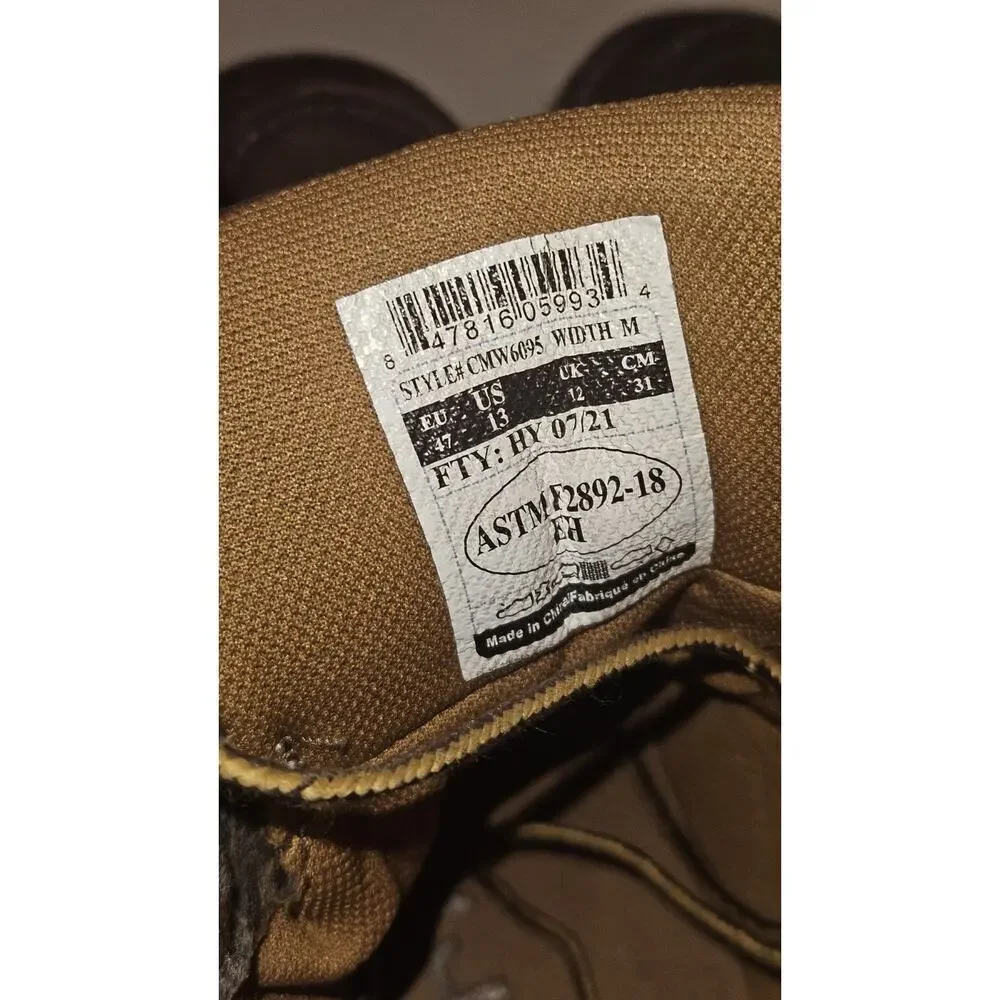 Carhartt CMW6095 Waterproof Wedge Brown Oil Leather Work Boots Men's size 13